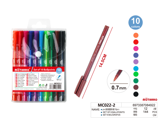 BOLIGRAFOS EN BOLSA 10  COLORES 0.7MM