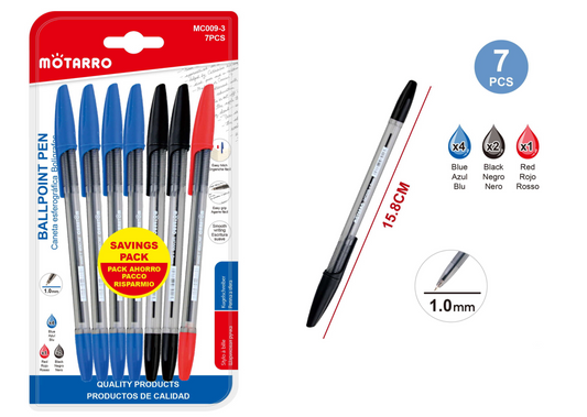 BOLIGRAFOS 1.0MM 7PCS