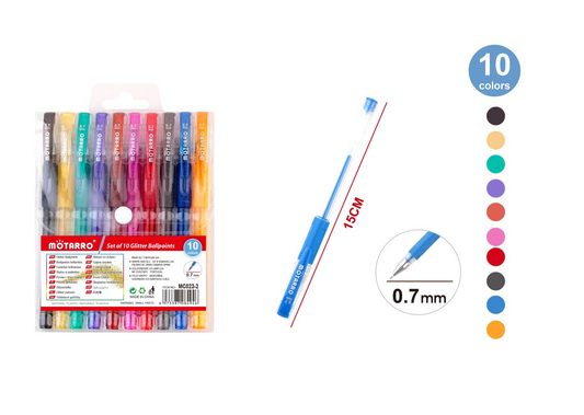BOLIGRAFOS 10 COLORES 0.7MM 10PCS