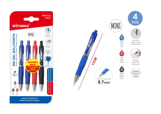 MINI BOLIGRAFOS GEL 4PCS