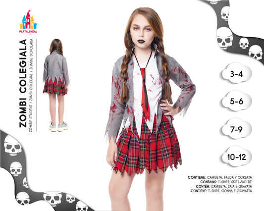 DISFRACE ZOMBIE COLEGIALA TALLA 3-4 20101