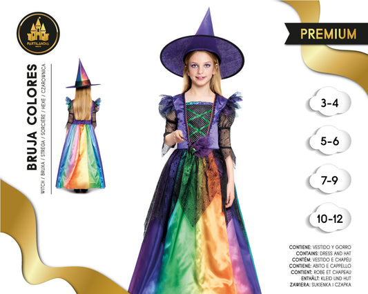 DISFRACE BRUJA  COLORES TALLA 10-12 20498