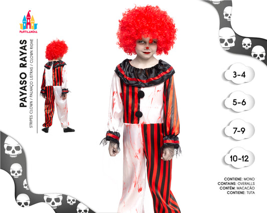 DISFRACE PAYASO RAYAS SANGRE TALLA 10-12 20604
