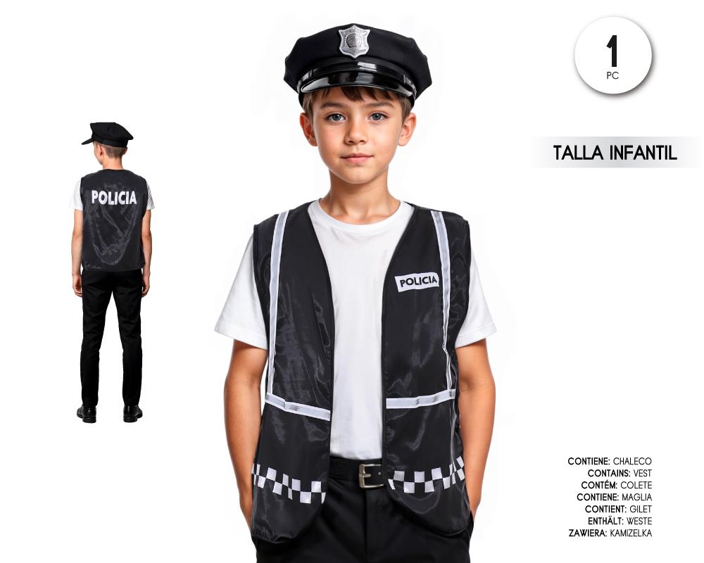 Chaleco Policía Negro Infantil - Disfraz para Niños