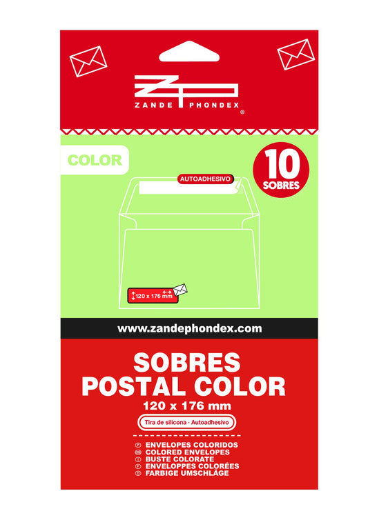10 SOBRES 125X176 COLORES