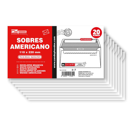 20 SOBRES 110X220 AMERICANO