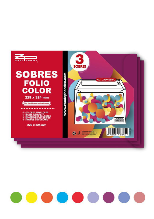 3 SOBRES 229X324 FOLIO COLORES