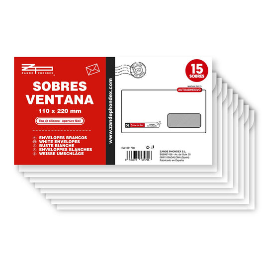 15 SOBRES 110X220 CON VENTANA