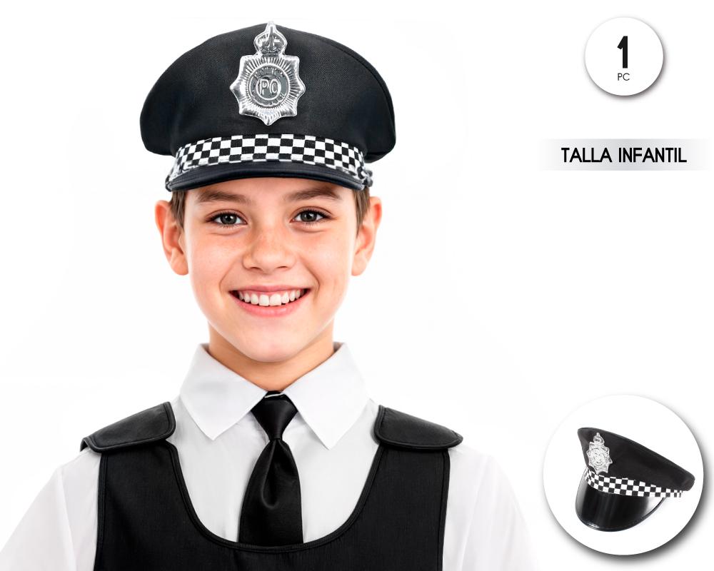 Gorra de Policía Infantil con Cuadros