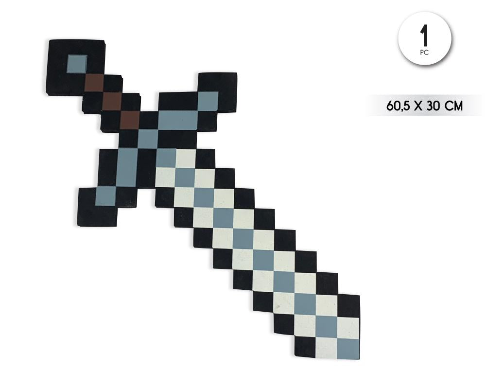 Espada de Píxeles Negra - Accesorio Divertido para Disfraces