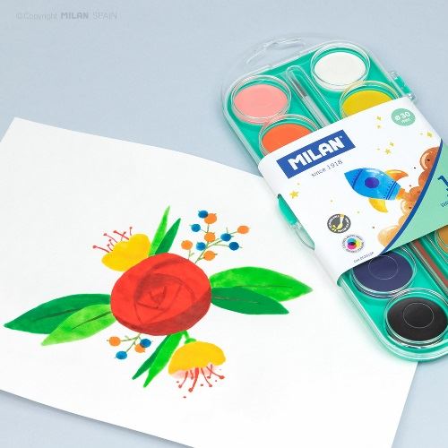 ACUARELA 12 COLORES MILAN 053312P