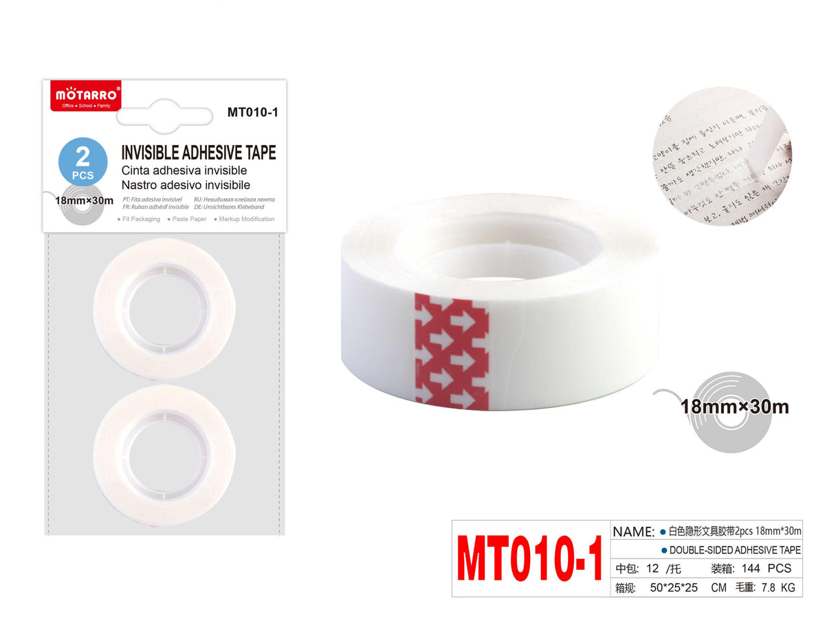 CINTA ADHESIVA INVISIBLE 18MM*30M 2PCS