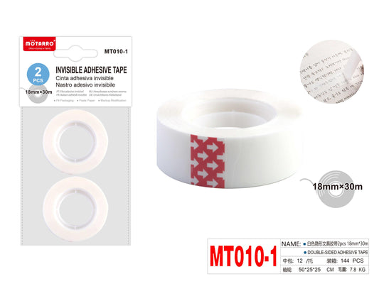 CINTA ADHESIVA INVISIBLE 18MM*30M 2PCS