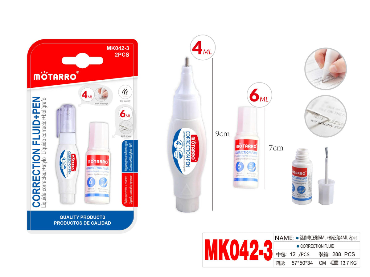 LIQUIDO CON CORRECTORA 6ML+LQD BOLI4ML 2pc