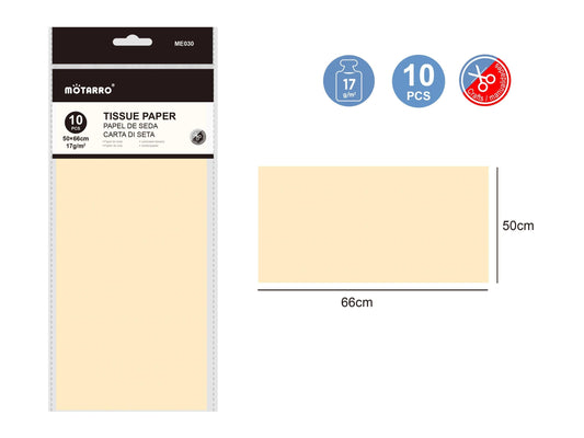 PAPEL DE SEDA CREMA 10PCS 66X50CM