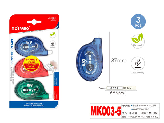 CINTAS CORRECTORAS 6M 3PCS