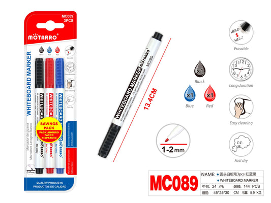 MARCADORES PIZARRA BLANCA 3 COLORES 3PCS 1-2MM