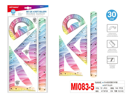 JUEGO DE 4 REGLAS FLEXIBLE COLORES 30cm