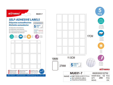 ETIQUETAS AUTOADHESIVAS 19*27mm 5H ETIQUETAS AUTOADHESIVAS 19*27mm 5H