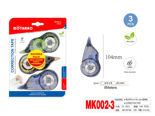 SET 3 CINTAS CORRECTORAS 5MM*8M