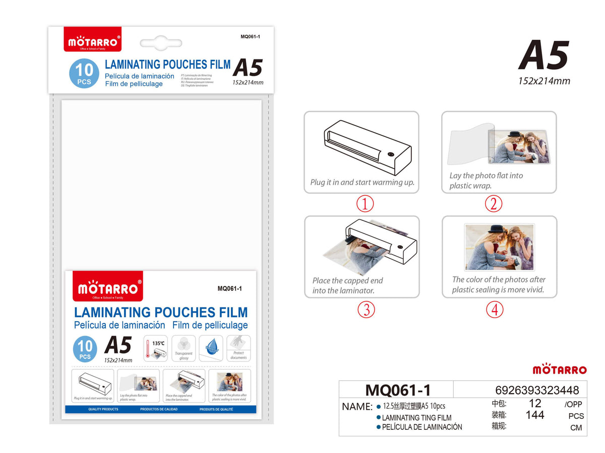LAMINAS PLASTIFICA A5 10PCS