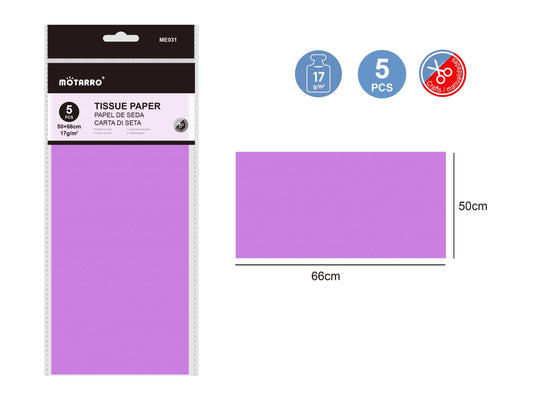 PAPEL DE SEDA VIOLETA CLARO 5PCS 66X50CM