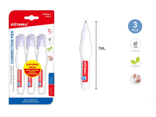 BOLIGRAFO CORRECTOR 7ML 3PCS