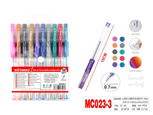 BOLSA DE BOLIGRAFOS COLORES 0.7MM 10PCS