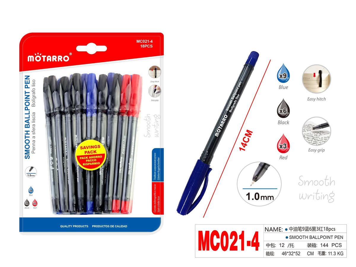 BOLIGRAFOS COLORES 18PCS 1.0MM