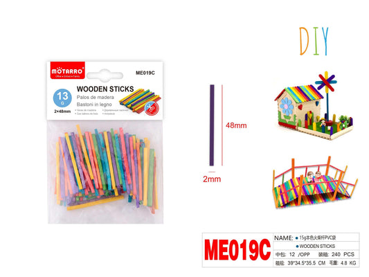 PALITOS DE MADEA 15G COLOR
