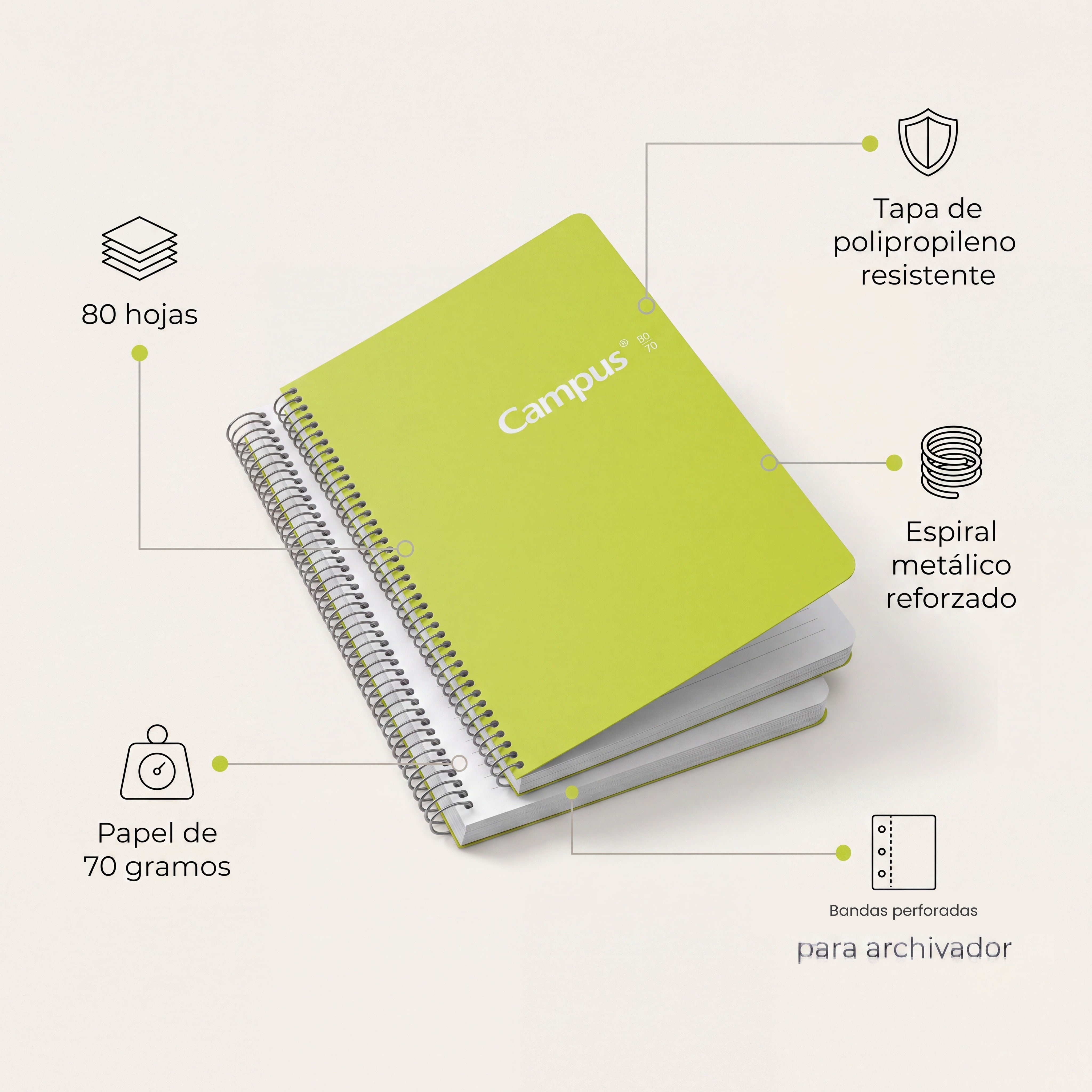 Pack Ahorro 6 Cuadernos Espiral Campus — Vuelta al Cole 2026 | 5+1 GRATIS