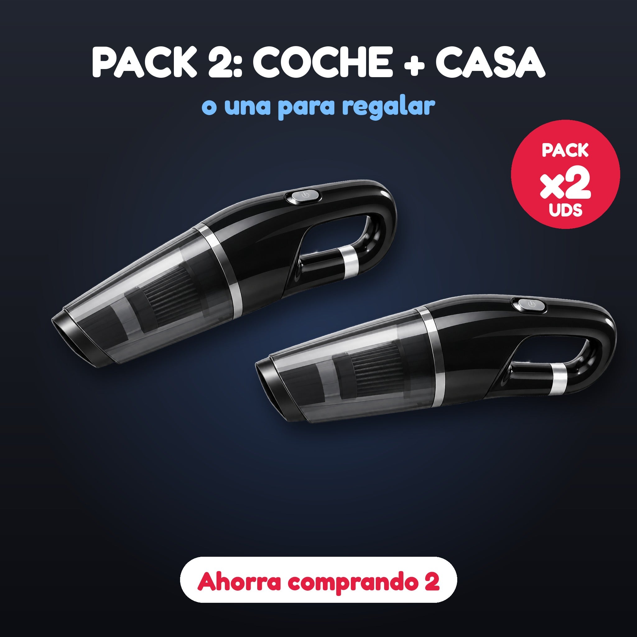 Pack 2 aspiradoras de coche, coche y casa