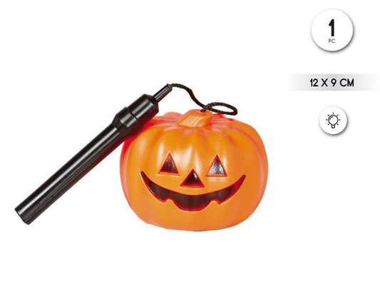 CALABAZA CON LUZ Y MANGO DE 12CM