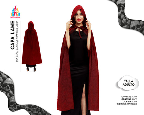 CAPA DE ADULTO LAME 140 CM ROJA