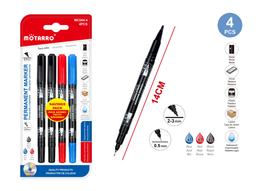 MARCADOR PERMANENTE DOBLE PUNTA CD 4PCS