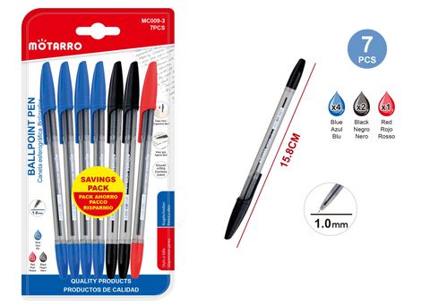 BOLIGRAFOS 1.0MM 7PCS