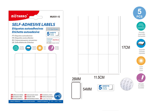 MU031-12 ETIQUETAS AUTOADHESIVAS 25*54mm 5H