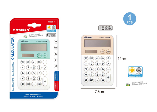 CALCULADORA BICOLOR 7.5*12CM 12 DIGITOS