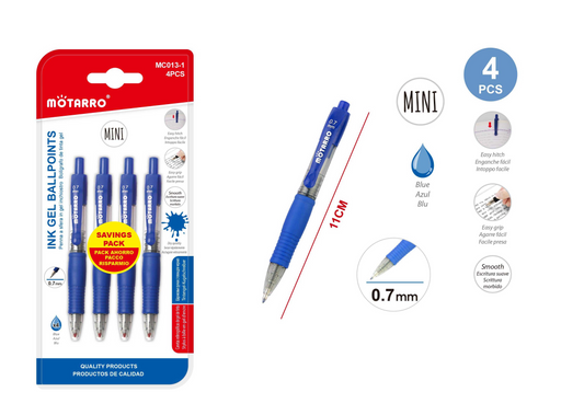 BOLIGRAFOS TINTA GEL MINI 0.7MM 4PCS