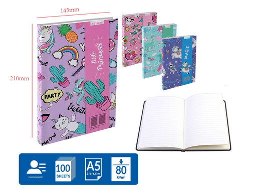 CUADERNO DE NOTAS 1 RAYA A5 80G 100H 4 MODELOS PARTY,DINO,MAGIC,BIG