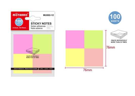 NOTAS ADHESIVA 76*76mm 100H 4 COLOR