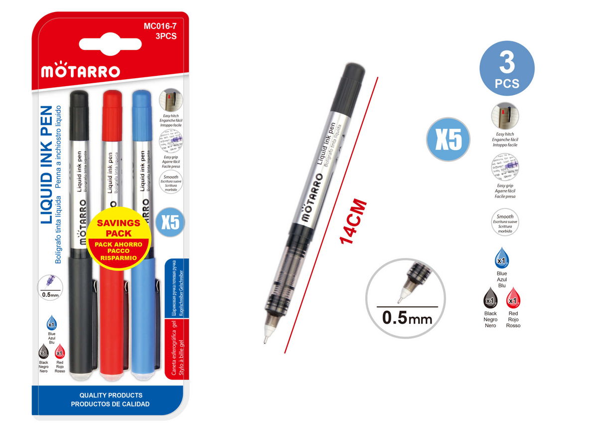BOLIGRAFOS TINTA LIQUIDA 0.5MM 4PCS