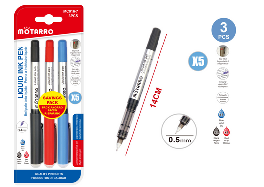 BOLIGRAFOS TINTA LIQUIDA 0.5MM 4PCS