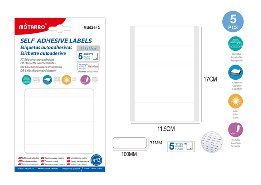 MU031-13 ETIQUETAS AUTOADHESIVAS 31*100mm 5H