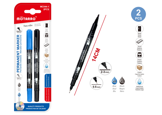 MARCADOR PERMANENTE DOBLE PUNTA CD 2PCS