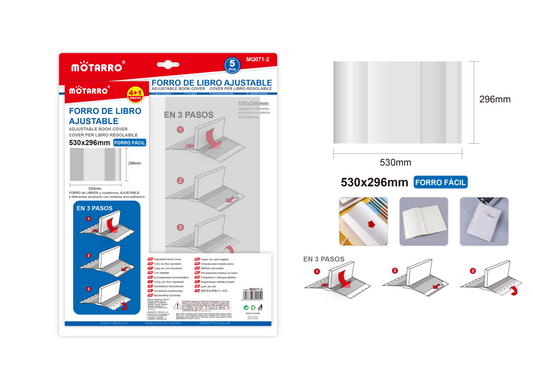 FORRO DE LIBRO AJUSTABLE 53*29.6CM 5PCS