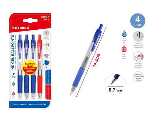 BOLIGRAFOS TINTA GEL 0.7MM 4PCS