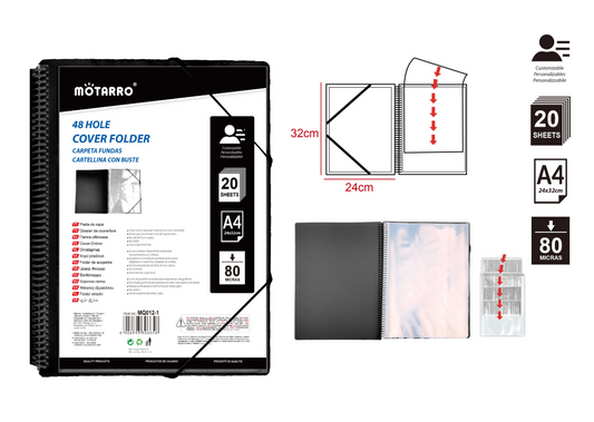CARPETA DE ESPIRAL CON FUNDA FOLIO 20H