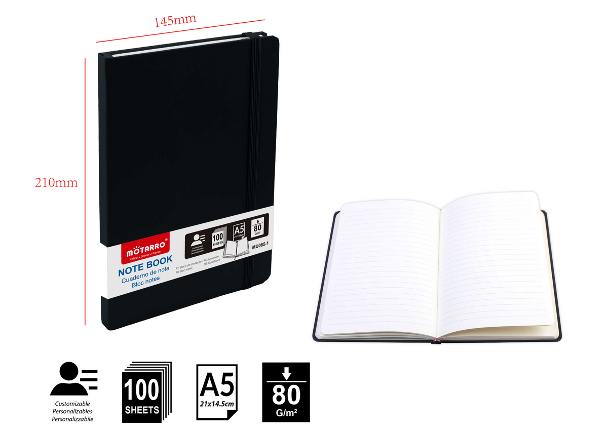 MU065-1 CUADERNO DE NOTAS A5 80G 100H