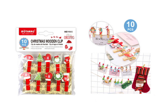 PINZAS DECORADA NAVIDAD 10PCS